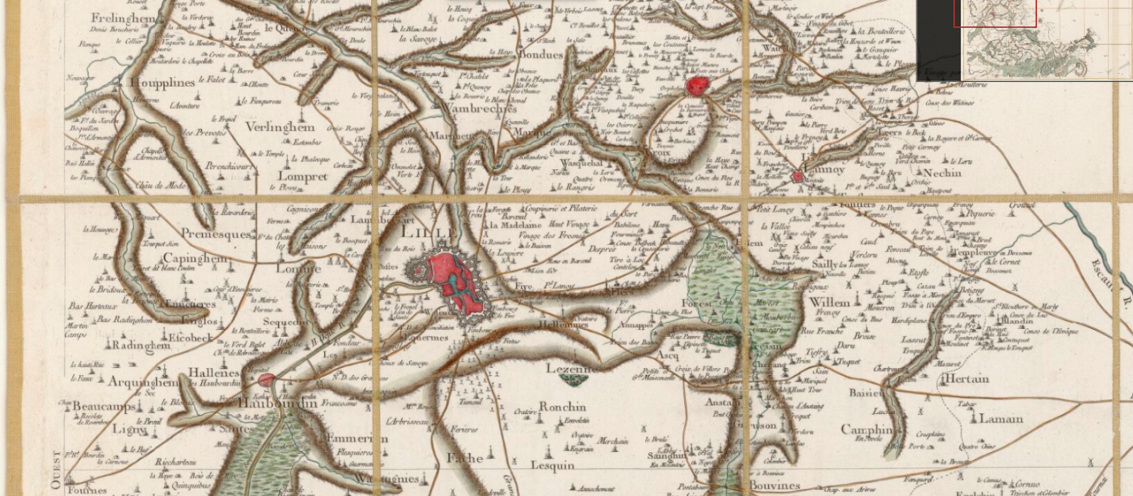 Carte de Cassini village Annappes XVIIIe siècle Marie Jeanne Marescaux généalogie