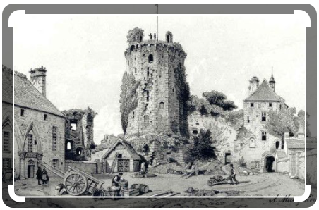 gravure Bricquebec dans la Manche