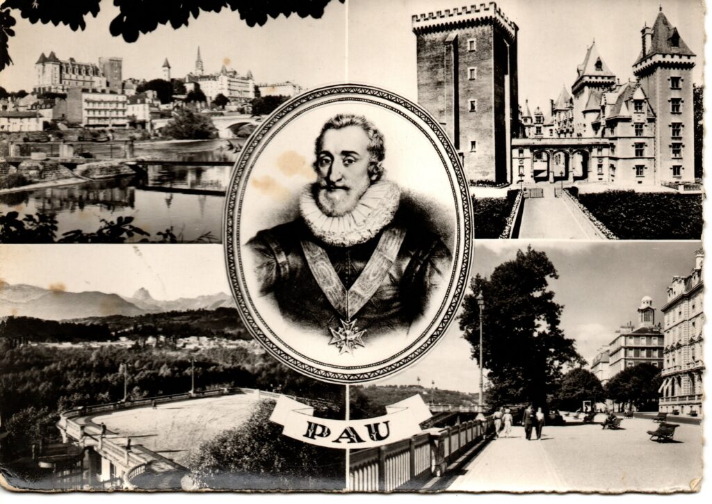 Carte postale ancienne multivues de Pau avec le château, Henri IV et le boulevard des Pyrénées