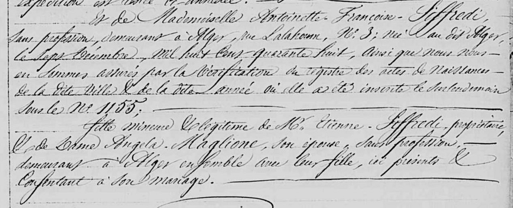mariage de Antoinette Siffredi